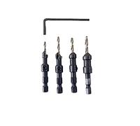 BDTOOLS 4pc P-51954 Quick Change Countersink Drill Bit Set No.6 No.8 No.10 No.12