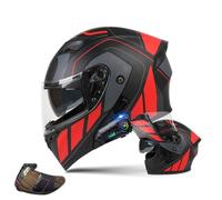 BDTOT Motorcycle Modular Helmet with Bluetooth, Red, DOT/ECE Certified, Motorcycling