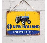 BDTS New Holland Agriculture Tractor Farm Vintage Tin Sign Metal Decor Wall Sign 8X12 Inches