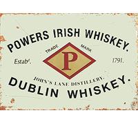 BDTS Powers Irish Whiskey Bar Metal Sign Retro Pub Plaque Man Cave Alcohol Garage Party Props Plaque/Sign 8x12 inch