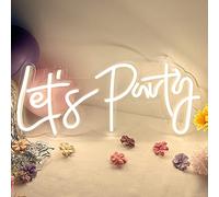 BDUN Let's Party Neon Sign - Add a Vibrant Glow to Your Party Nights! Adjustable Brightness & Long Cord for Added Convenience, Lets Party Neon Light for Wall Decor, Background Decor