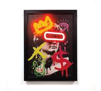 BDUN Modern David Statue Street Art Neon Sign, Cyberpunk LED Glowing Wall Decor for Gamer Room, Aesthetic Pop Art Framed Poster for Men Boys, Battery Powered Unique Bedroom Decor & Gift