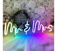 BDUN Mr & Mrs LED Neon Sign - 60 x 20cm Wedding & Reception Decor, Illuminating Wall Art, New Couples Gift, Cool LED Sign with 12V Power Supply