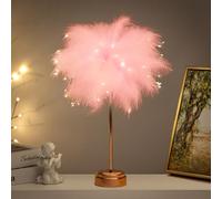 BDUSXYZ Pink Feather Lamp - LED Atmosphere Feather Night Lights Bedside Lamps for Mother, Girlfriend Home Girl Room Wedding Decoration