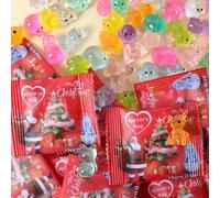 Bduttlefish 200PCS Glow-In-The-Dark Resin Christmas Decorative Bags,Mystery Christmas Ornaments Blind Bag,Mini Santa Reindeer ChristmasTree Snowman Figurines Decor,for Xmas Bags Fillers Party Favors