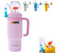 Bduttlefish 24oz Stainless Steel Whale Fountain Tumbler with Fun Fountain Effect,Insulated Whale Water Bottle with Handle,Drinking Cup with Whale Squirt,Two Lids,Spill-Proof,Dishwasher Safe