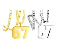 Bduttlefish 67 Number Pendant Necklace,Stainless Steel Athletes Digital 67 Statement Personalised Simple Jewellery,Funny Six Seven Number Chain Necklaces,Six Seven Meme Pendants Gifts for Women Men
