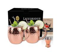 Bduttlefish Moscow Mule Copper Mugs,450ml-500ml Stainless Steel Moscow Mule Cups with Handle,Set of 2/4 Stainless Steel Cups,for Chilled Cocktails Cold Drinks Beer Coffee Water(5pcs)