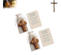 Bduttlefish Prayer Cross Gift - A Silent Of Faith,A Pocket-Sized Sanctuary,Handcrafted Wooden Comfort Cross with Pouch & Prayer Card,Handheld Crosses Fidget Wood Christian Gifts for Christian