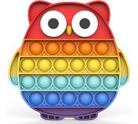 Bdwing Push and Pop Bubble Sensory Fidget Toy, Silicone Sensory Fidget Toy For Kids And Adults, Anxiety Relief Finger Toys, Autism for ADHD Squeeze Toys (RAINBOW-OWL)