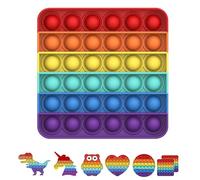 Bdwing Push and Pop Bubble Sensory Fidget Toy, Silicone Sensory Fidget Toy For Kids And Adults, Anxiety Relief Finger Toys, Autism for ADHD Squeeze Toys (Rainbow Squire)