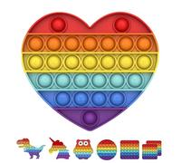 Bdwing Push and Pop Bubble Sensory Fidget Toy, Silicone Sensory Fidget Toy For Kids And Adults, Anxiety Relief Finger Toys, Autism for ADHD Squeeze Toys (Rainbow Heart)