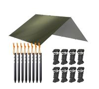 BDXMKS Camping Tent Tarp 19 Hang Point Tarp Waterpoof Survival Bushcraft Sun Shelter Beach Shade Tent Outdoor Canopy Backpacking Tourist Awning 4x4 3x3m(Olive Green stlye 2,4x4m)