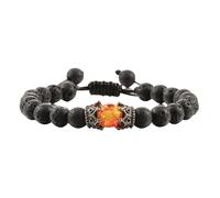 BDXMKS Crystal Bracelet Black Lava Stone Crown Charm Tiger Eye Beads Bracelet For Men Women Braided Bracelets Handmade Adjustable Jewelry(Vermeil)