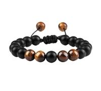 BDXMKS Crystal Bracelet Black Lava Stone Crown Charm Tiger Eye Beads Bracelet For Men Women Braided Bracelets Handmade Adjustable Jewelry(ROSE GOLD COLOR)