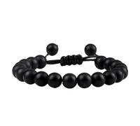 BDXMKS Crystal Bracelet Black Lava Stone Crown Charm Tiger Eye Beads Bracelet For Men Women Braided Bracelets Handmade Adjustable Jewelry(Black Gun Plated)