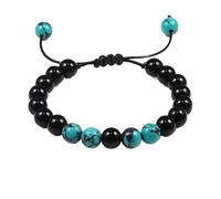 BDXMKS Crystal Bracelet Black Lava Stone Crown Charm Tiger Eye Beads Bracelet For Men Women Braided Bracelets Handmade Adjustable Jewelry(Antique Copper Plated)