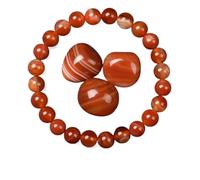 BDXMKS Crystal Bracelet Golden Obsidian Stone Beads Bracelet Men Women Golden Light Rainbow Obsidian Raw Stone Round Bead Energy Jewelry(17cm,8MM BEADS_29 RED STRIPE AGATE)