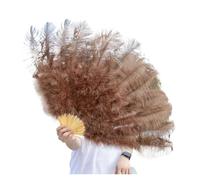 BDXMKS Large Ostrich Feather Fan 1/2pcs Natural Feather Fan for 13 Bone Big Hand Held Folding Fan 100/130CM Craft Carnival Wedding Stage Dance Decor(Coffee,Big fan 1pc)