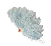 BDXMKS Large Ostrich Feather Fan 130CM/100CM White Big Feather Fan Fluffy 13 Bone Handheld for Carnival Dance Stage Performance & DIY Crafts(27 Light blue,Big Fan 1Pair(two))