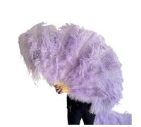 BDXMKS Large Ostrich Feather Fan 130CM/100CM White Big Feather Fan Fluffy 13 Bone Handheld for Carnival Dance Stage Performance & DIY Crafts(21 Light purple,Small fan 1PCS)