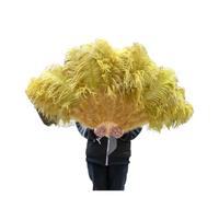 BDXMKS Large Ostrich Feather Fan 130CM/100CM White Big Feather Fan Fluffy 13 Bone Handheld for Carnival Dance Stage Performance & DIY Crafts(Olive green,Small fan 1PCS)