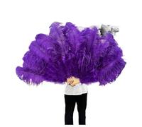 BDXMKS Large Ostrich Feather Fan 130CM/100CM White Big Feather Fan Fluffy 13 Bone Handheld for Carnival Dance Stage Performance & DIY Crafts(15 Purple,Small fan 1PCS)