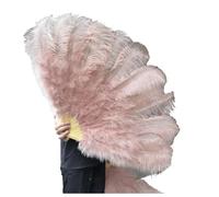 BDXMKS Large Ostrich Feather Fan 130CM/100CM White Big Feather Fan Fluffy 13 Bone Handheld for Carnival Dance Stage Performance & DIY Crafts(25 Leather Pink,Small fan 1PCS)