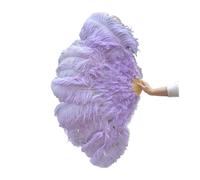 BDXMKS Large Ostrich Feather Fan 90CM Colored Feather Fans 13 Bone Hand Held Folding Fans for Carnival Wedding Party Stage Dance Props Decor Pluma Craft(Light Purple,Left fan 1PCS)