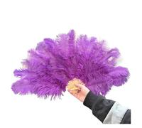BDXMKS Large Ostrich Feather Fan Colorful Natural Feather Handheld Folding Fan 70CM Folding Plume Fan for Dance Party Stage Carnival Performance Props(Purple,1PCS 70cmx40cm Right)