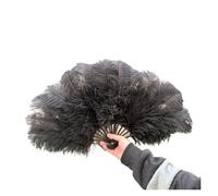 BDXMKS Large Ostrich Feather Fan Colorful Natural Feather Handheld Folding Fan 70CM Folding Plume Fan for Dance Party Stage Carnival Performance Props(Black,1 PCS 70cmx40cm Left)