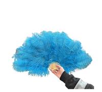 BDXMKS Large Ostrich Feather Fan Colorful Natural Feather Handheld Folding Fan 70CM Folding Plume Fan for Dance Party Stage Carnival Performance Props(Blue,1PCS 70cmx40cm Right)