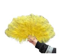 BDXMKS Large Ostrich Feather Fan Colorful Natural Feather Handheld Folding Fan 70CM Folding Plume Fan for Dance Party Stage Carnival Performance Props(Yellow,2 PCS 70cmx40cm)