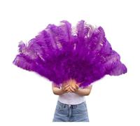 BDXMKS Large Ostrich Feather Fan Feather Fans for Wedding Dance Party Alloween Performance Decor Feather Accessories Plume Crafts(PURPLE,60-100cm2 pcs)