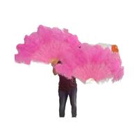 BDXMKS Large Ostrich Feather Fan Feathers Fans Foldable Hand Held Decor Plumes Fan Performance Fans Party Props Stage Show Props 100CM 130 CM(Pink,100CM 2PCS)