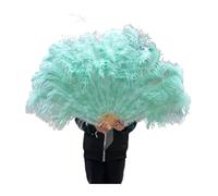 BDXMKS Large Ostrich Feather Fan Feathers Fans Foldable Hand Held Decor Plumes Fan Performance Fans Party Props Stage Show Props 100CM 130 CM(Mint green,130CM 2PCS)