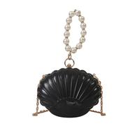 BDXMKS Seashell Bag Shell Bag Evening Banquet Aristocratic Metal Chain Crossbody For Women Handle(Black)