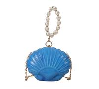 BDXMKS Seashell Bag Shell Bag Evening Banquet Aristocratic Metal Chain Crossbody For Women Handle(Blue)