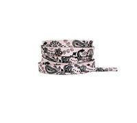 BDXMKS Shoe Laces Flat Shoe Laces Cashew Flower Shoelaces For Sneakers Gilding Hand-painted Sports Casual Basketball Tennis Shoelace(Pink black,140cm)