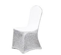 BDXMKS Wedding Chair Covers Sequin Shiny Gold Silver Colour Spandex Chair Cover Wedding Birthday Party Hotel Show Solid Colour Luxury Decoration(Silver)