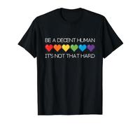 Be A Decent Human, It's Not that Hard - Pixel Art Hearts Value Graphic T-Shirt, Men, Black, S