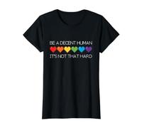 Be A Decent Human, It's Not that Hard - Pixel Art Hearts Value Graphic T-Shirt, Women, Black, M