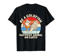 Be A Goldfish Happiest Animal On Earth Funny Goldfish Quote T-Shirt, Men, Black, Medium