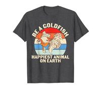 Be A Goldfish Happiest Animal On Earth Funny Goldfish Quote T-Shirt, Men, Dark Heather Grey, Small
