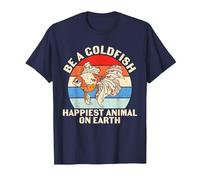Be A Goldfish Happiest Animal On Earth Funny Goldfish Quote T-Shirt, Men, Navy Blue, Small