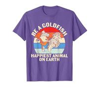 Be A Goldfish Happiest Animal On Earth Funny Goldfish Quote T-Shirt, Men, Purple Heather, Medium