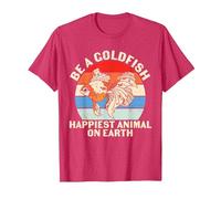 Be A Goldfish Happiest Animal On Earth Funny Goldfish Quote T-Shirt, Men, Red Heather, Medium