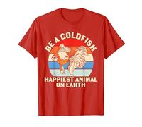 Be A Goldfish Happiest Animal On Earth Funny Goldfish Quote T-Shirt, Men, Red, Large