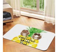 Be a pineapple Patterned Pet Feeding Mat with Water-Absorbing PU Top & Rubber Base - Anti-Slip Dog Cat Food Mat for Cats, Dogs & Pets, 30x45cm