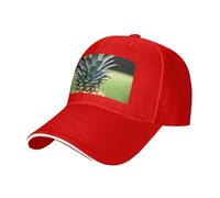Be a Pineapple Print Adjustable Size Sandwich Baseball Cap Breathable Unisex Casual Hat Daily Use Sport Red
